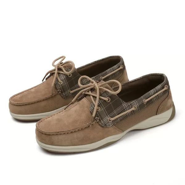 Chaussure bateau homme tissu écossais vintage – Image 6