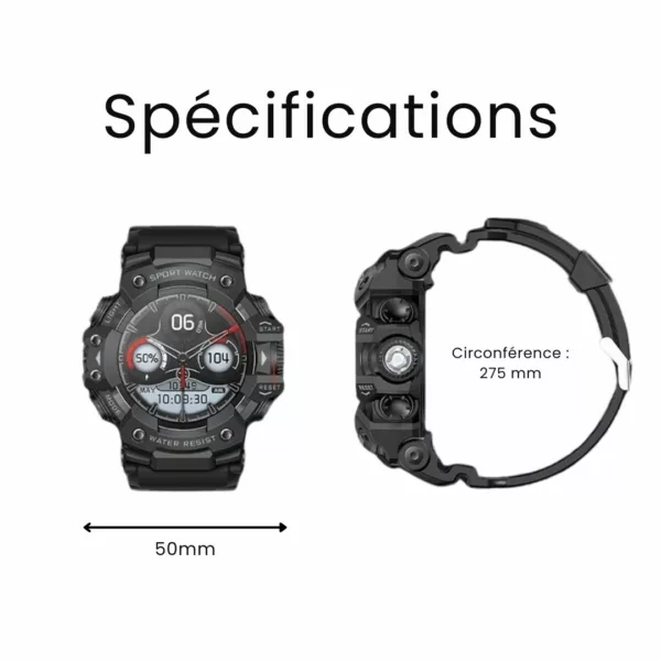 Montre militaire connectée sport USB – Étanche, cardio, GPS intégré – Idéale entraînement intensif et outdoor – Image 3