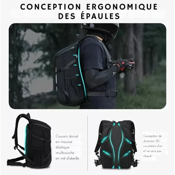 Sac à dos moto réfléchissant compact – Image 4