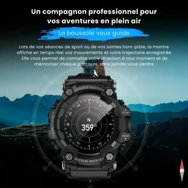Montre militaire connectée sport USB – Étanche, cardio, GPS intégré – Idéale entraînement intensif et outdoor – Image 9