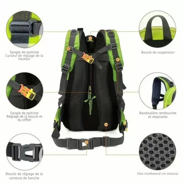 Sac à dos randonnée homme escalade robuste – Image 3