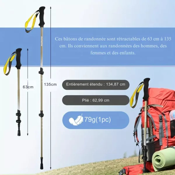 Bâtons de randonnée fibre carbone – Ultra légers et résistants pour marche confortable en montagne – Image 3