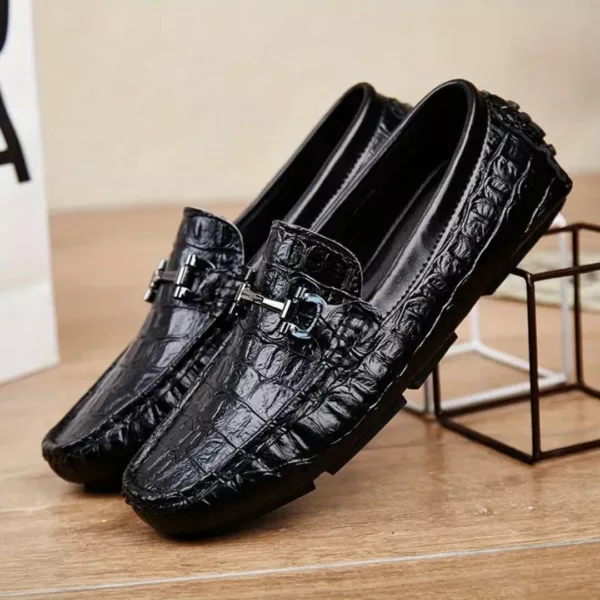 Chaussure bateau homme effet crocodile élégant – Image 8