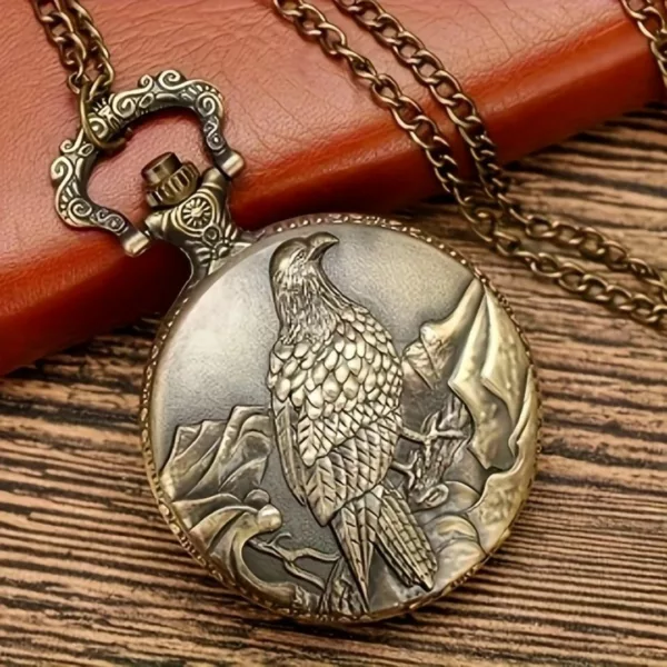 Montre à gousset aigle montagne vintage – Élégance rétro pour homme charismatique – Cadeau unique et intemporel – Image 3