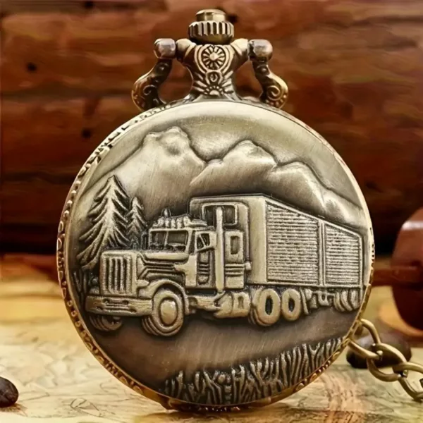Montre à gousset camion rétro vintage – Cadeau original pour routiers passionnés – Style authentique et intemporel – Image 4