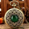 Montre à gousset pierre verte vintage – Élégance rétro intemporelle pour un style raffiné et unique