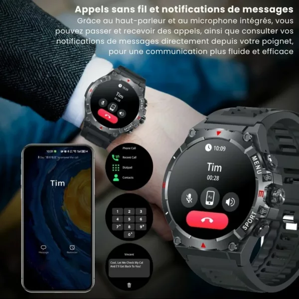 Montre militaire connectée GPS amoled – Ultra résistante, suivi précis, écran HD – Idéale sport & aventure – Image 6
