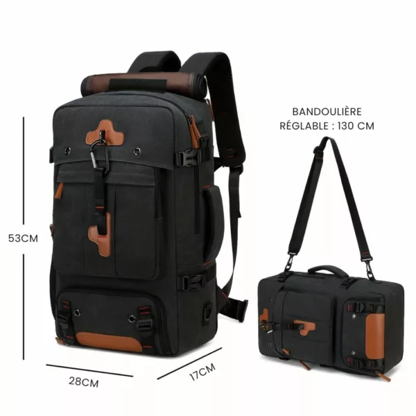 Sac à dos randonnée homme USB compartiment – Image 3