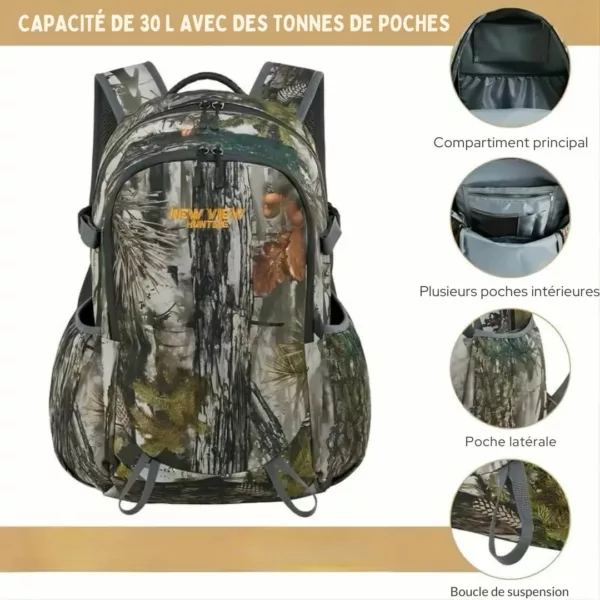 Sac à dos randonnée homme camouflage forêt – Ultra résistant, léger et discret pour aventures en pleine nature – Image 2