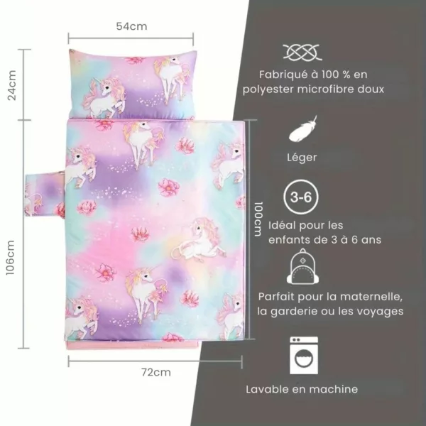 Sac de couchage enfant pliable crèche – Confort douillet, facile à transporter pour la sieste à l'école ou en voyage – Image 3