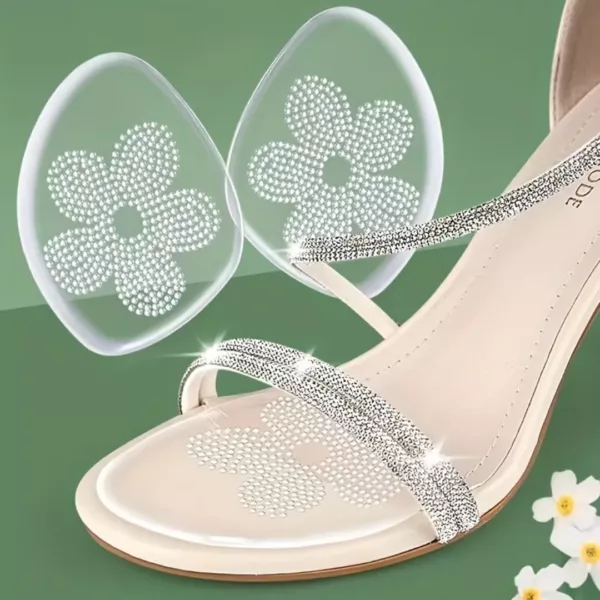 Semelle demi gel fleur antidérapante – Confort optimal en talons, anti-glisse et soulagement immédiat – Image 2