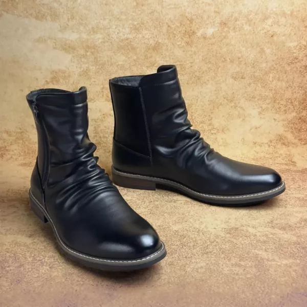 Bottes moto homme montantes zippées – Image 2