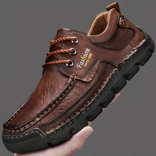 Chaussure bateau homme cuir robuste vintage – Image 5