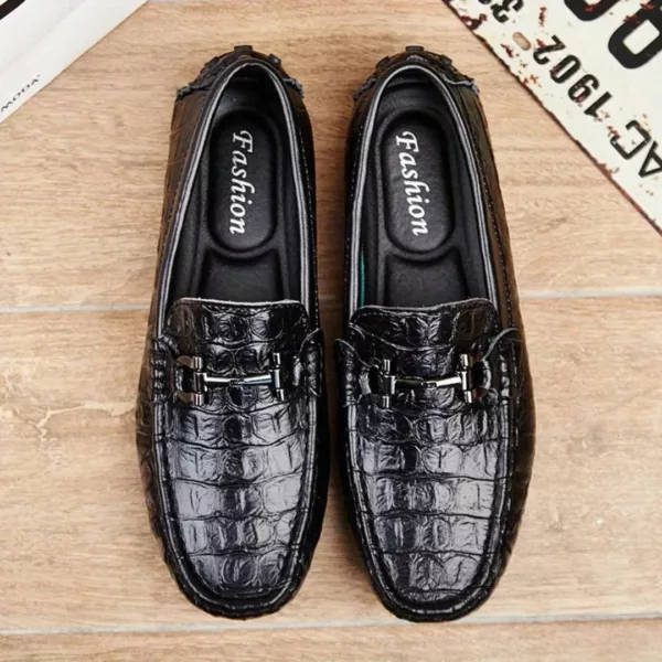 Chaussure bateau homme effet crocodile élégant – Image 5