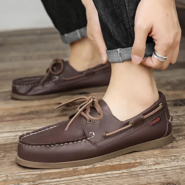 Chaussure bateau homme lacets traditionnels – Image 3
