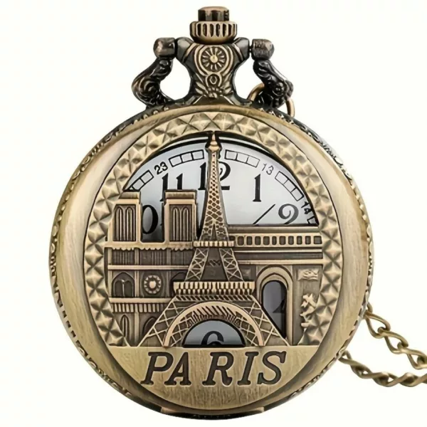 Montre à gousset Tour Eiffel Paris – Élégance vintage et charme français pour un style raffiné et intemporel – Image 5
