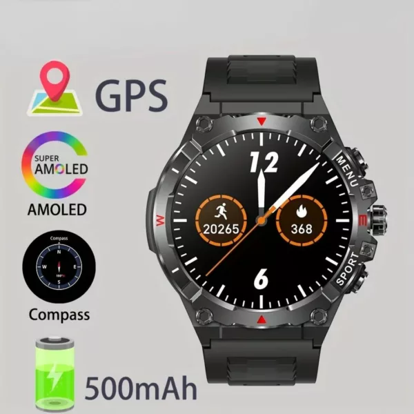 Montre militaire connectée GPS amoled – Ultra résistante, suivi précis, écran HD – Idéale sport & aventure – Image 7