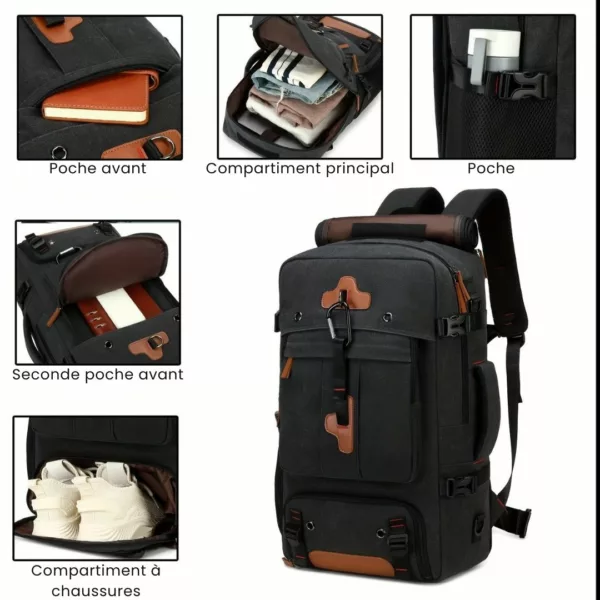 Sac à dos randonnée homme USB compartiment – Image 8