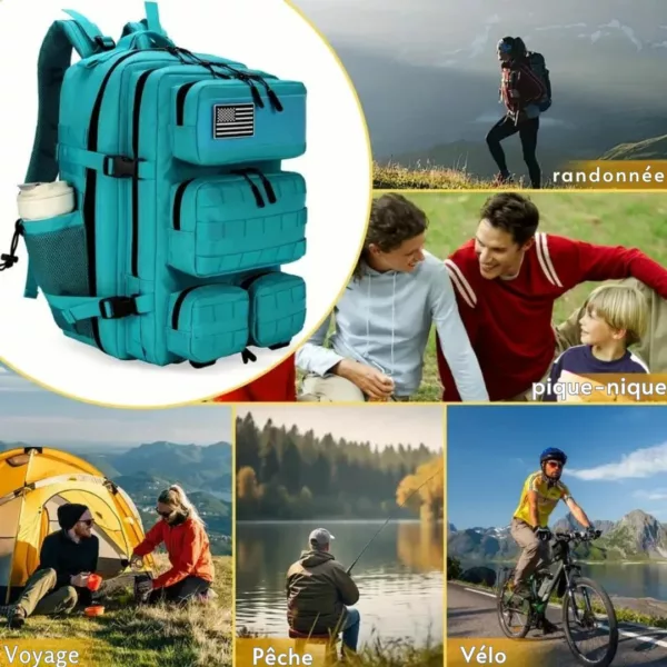 Sac à dos randonnée homme poches multiples – Image 10