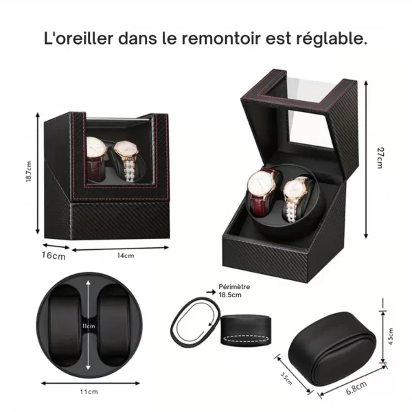 Remontoir vertical montre 2 emplacements – Design élégant et silencieux pour montres automatiques toujours prêtes – Image 3