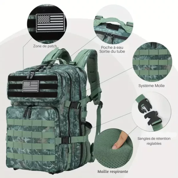 Sac à dos militaire mission survie – Ultra résistant, grande capacité, idéal randonnée et situations extrêmes – Image 9