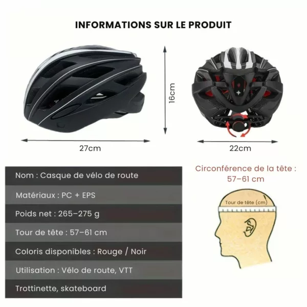 Casque vélo route visière amovible – Image 3