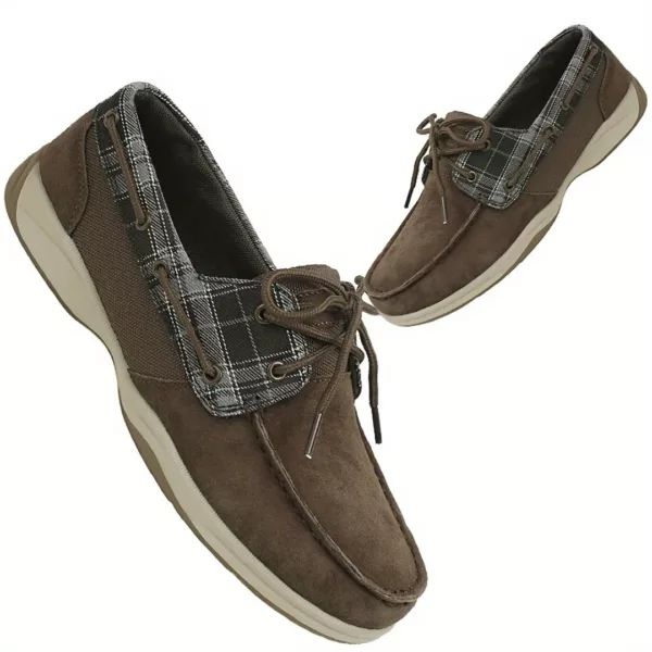 Chaussure bateau homme tissu écossais vintage – Image 8