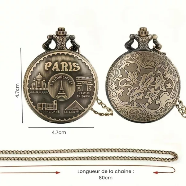 Montre à gousset Tour Eiffel Paris – Élégance vintage et charme français pour un style raffiné et intemporel – Image 3