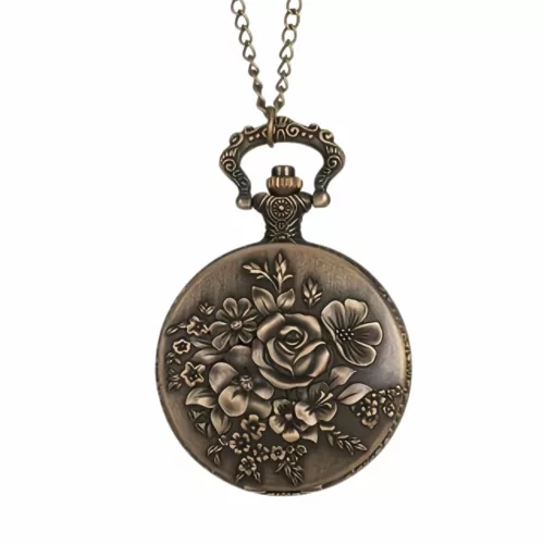 Montre à gousset rose florale vintage – Élégance rétro intemporelle pour un style romantique et raffiné