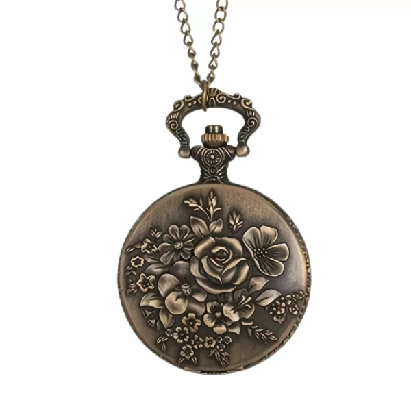 Montre à gousset rose florale vintage – Élégance rétro intemporelle pour un style romantique et raffiné