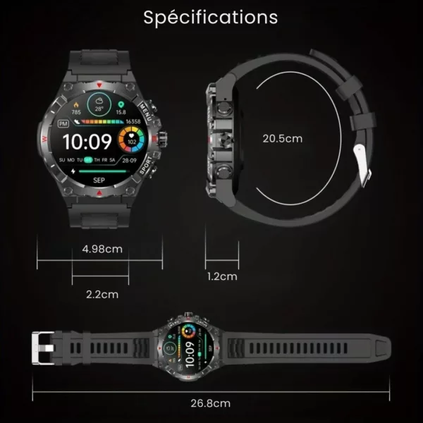 Montre militaire connectée GPS amoled – Ultra résistante, suivi précis, écran HD – Idéale sport & aventure – Image 3
