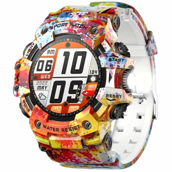 Montre militaire connectée camouflage LED – Résistante, multifonction et étanche pour aventures extrêmes – Image 2