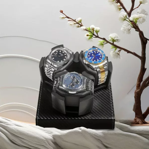 Remontoir montre fibre carbone 3 slots – Image 4