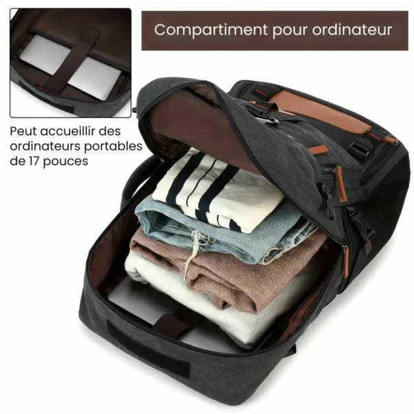 Sac à dos randonnée homme USB compartiment – Image 9