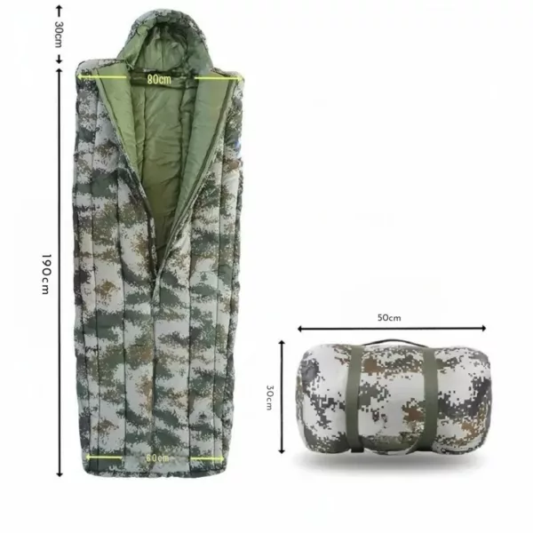Sac de couchage camouflage épais camping – Ultra chaud, imperméable et compact pour nuits en plein air confortables – Image 2