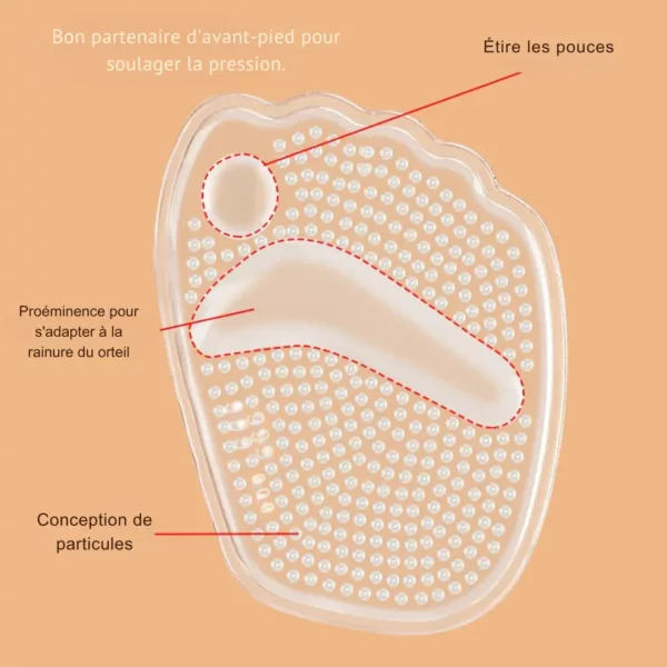 Semelle demi gel orteils massage confort – Soulage la douleur plantaire au quotidien – Gel amortissant pour pieds fatigués – Image 4