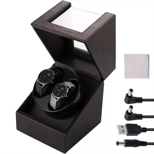 Remontoir vertical montre 2 emplacements – Design élégant et silencieux pour montres automatiques toujours prêtes
