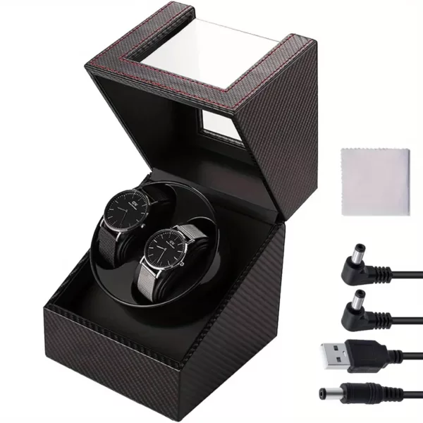 Remontoir vertical montre 2 emplacements – Design élégant et silencieux pour montres automatiques toujours prêtes
