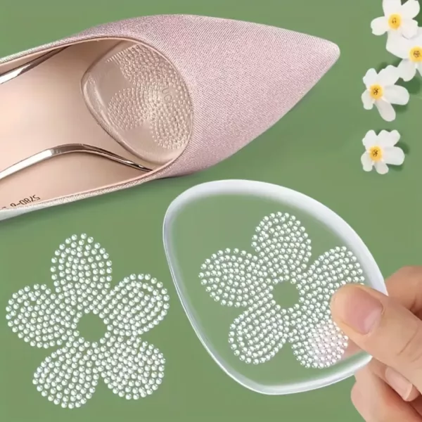 Semelle demi gel fleur antidérapante – Confort optimal en talons, anti-glisse et soulagement immédiat – Image 4