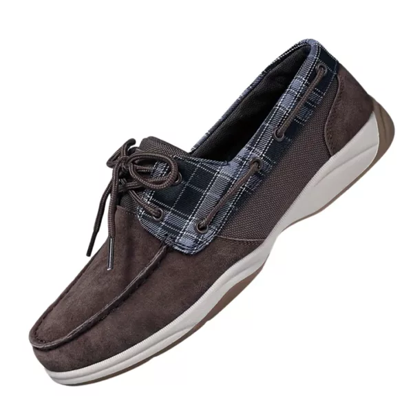 Chaussure bateau homme tissu écossais vintage – Image 7