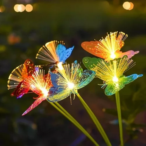 Lampe papillon solaire fibre optique