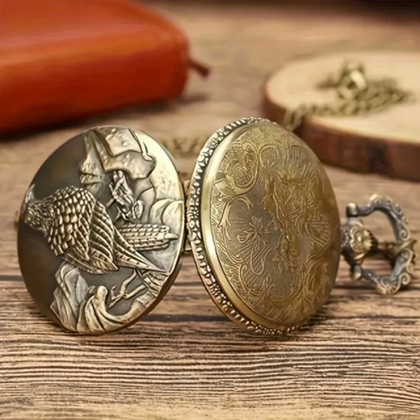 Montre à gousset aigle montagne vintage – Élégance rétro pour homme charismatique – Cadeau unique et intemporel – Image 4