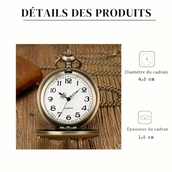 Montre à gousset pierre verte vintage – Élégance rétro intemporelle pour un style raffiné et unique – Image 6