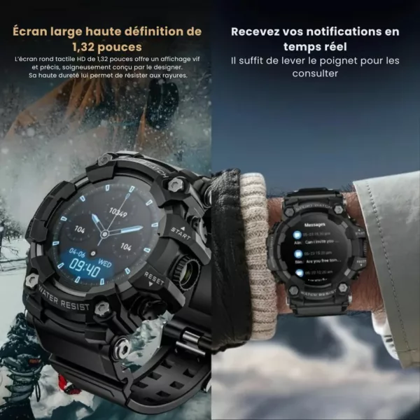Montre militaire connectée sport USB – Étanche, cardio, GPS intégré – Idéale entraînement intensif et outdoor – Image 6