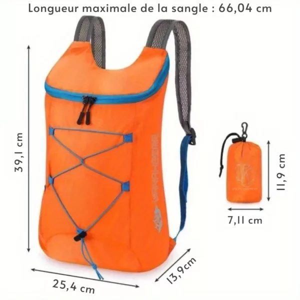 Sac à dos randonnée homme pliable respirant – Ultra léger & compact, idéal trekking & voyages – Image 3