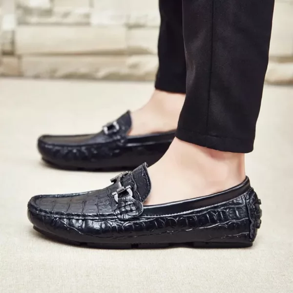 Chaussure bateau homme effet crocodile élégant – Image 6