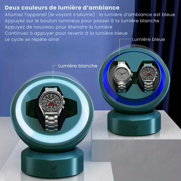 Remontoir double montre silencieux LED – Préserve vos montres automatiques avec élégance et discrétion – Image 4