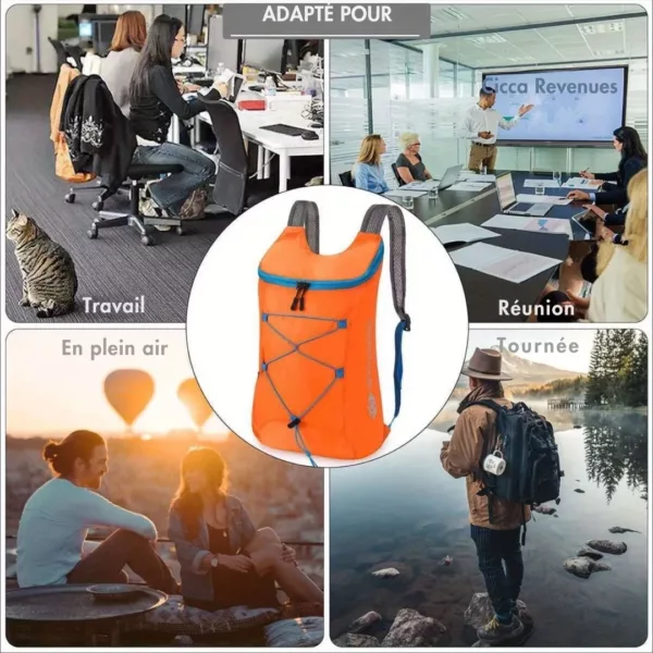 Sac à dos randonnée homme pliable respirant – Ultra léger & compact, idéal trekking & voyages – Image 4