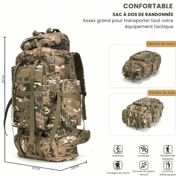 Sac militaire randonnée 100L renforcé – Image 3