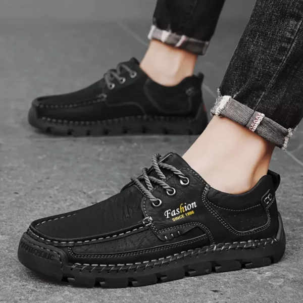 Chaussure bateau homme cuir robuste vintage – Image 2